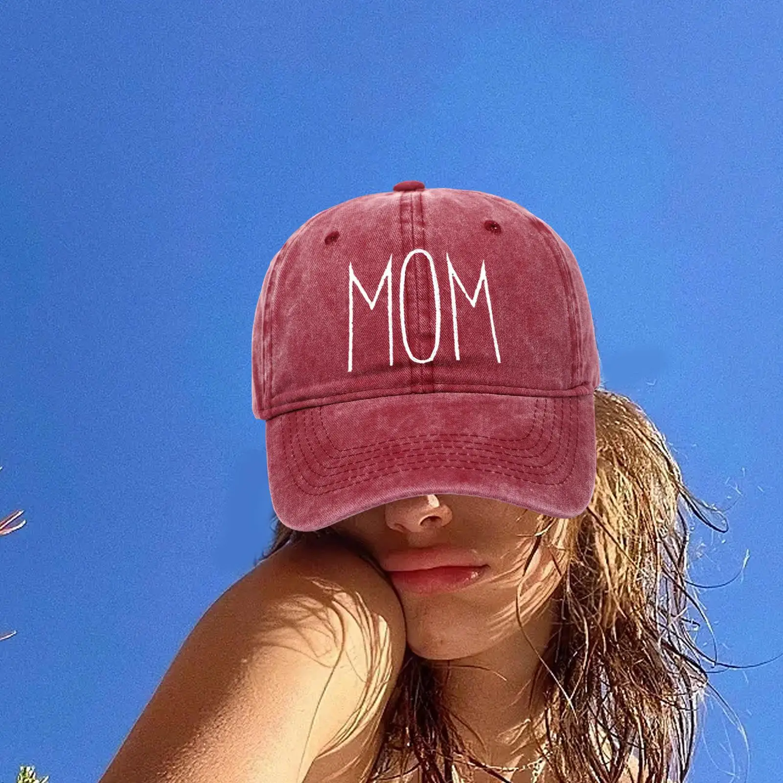 Mom Embroidered Baseball Hat Mother's Day Gift Breathable Summer Trendy Sun Visor Hat for Park Fishing Gardening Trips Parties