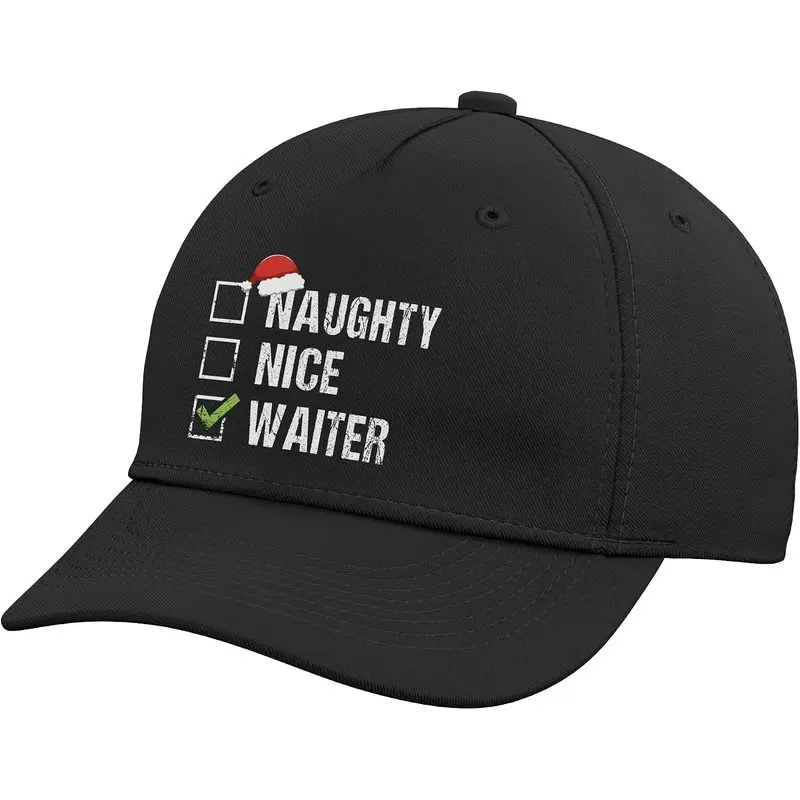 Naughty Nice Waiter Shirt Santa Hat Christmas Adjustable Baseball Hat
