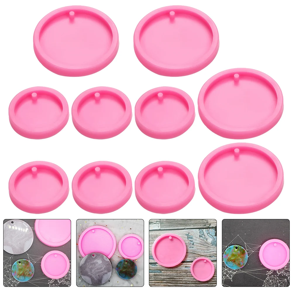 

10Pcs Silicone Round Keychain Pendant Mold DIY Epoxy Casting Mold Handmade Charm Making Tool Key Chain Molds Key Pendent Molds