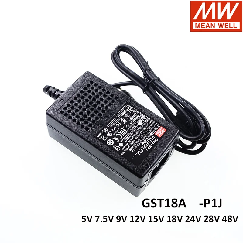 Mean Well Adaptor GST 18A 25A 40A 60A P1J 220V AC To DC 5V 7.5V 12V 15V 18V 24V 48V Deskdop Power Supply