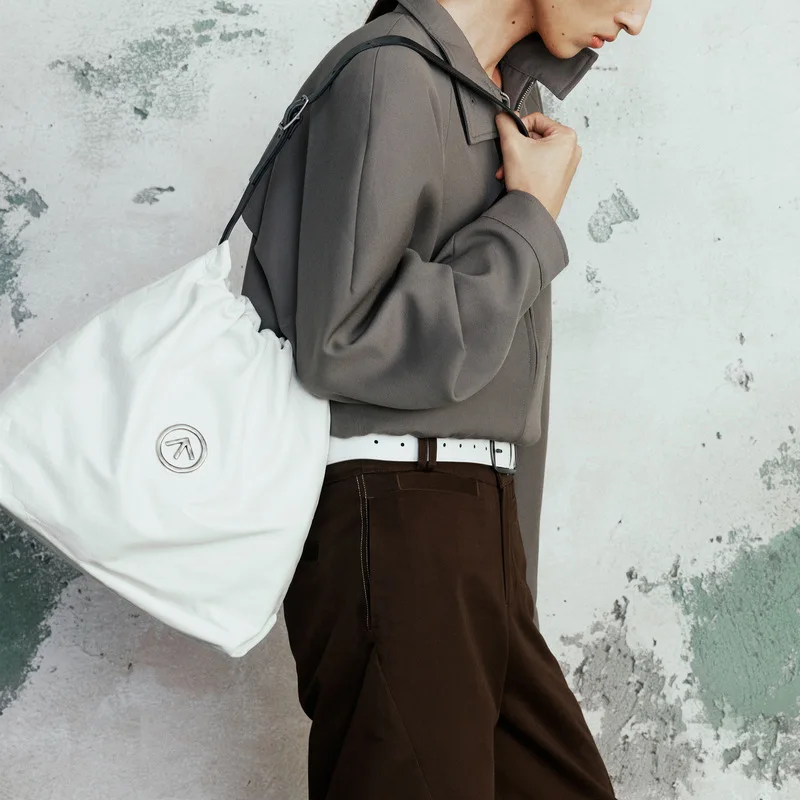 GROTTO Genuine Leather Garbage Bag Casual Large Capacity Medium Size Mother and Child Bag Single Shoulder Crossbody Soft Bag