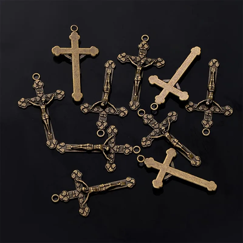 A variety of classic charm ancient bronze Catholic big cross pendant necklace bracelet metal accessories DIY jewelry production