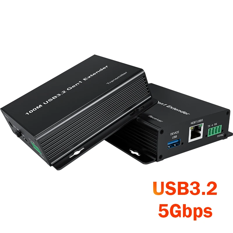 4 Port USB 3.2 Gen 1 Extender over Ethernet Rj45 CAT6 100M High-Speed USB 3.0 Extender 5Gbps Data Transfer Support RS232 & FSYNC