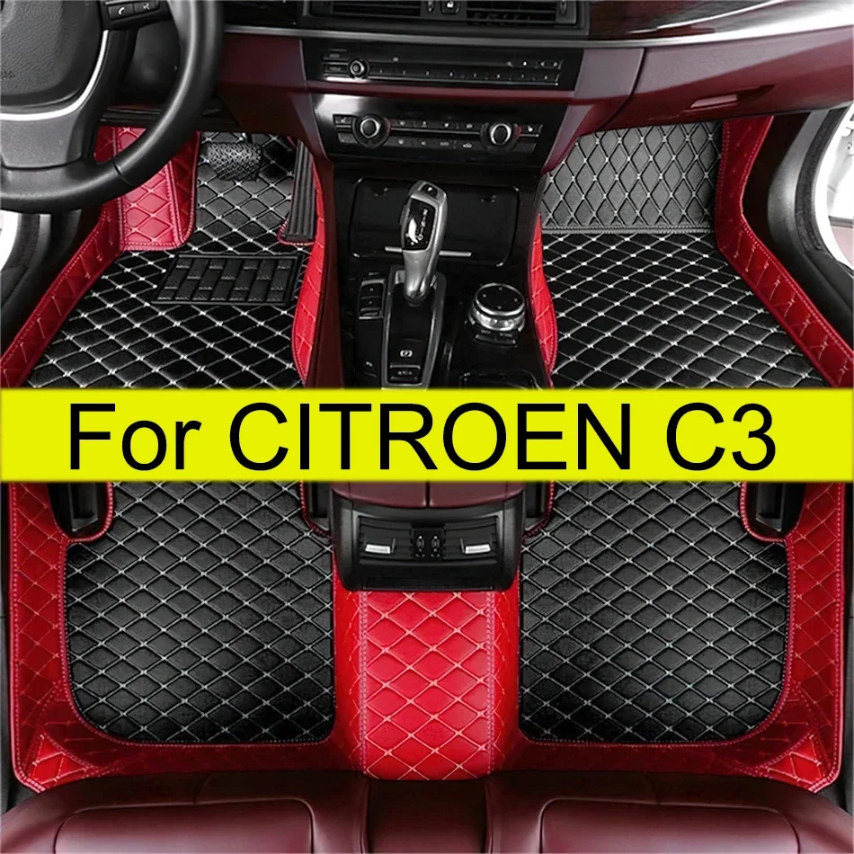 

Custom Luxury Leather Car Floor Mats For CITROEN C3 Aircross 2019 Full Set Automobile Carpet Rugs Waterproof Foot Cover Pads