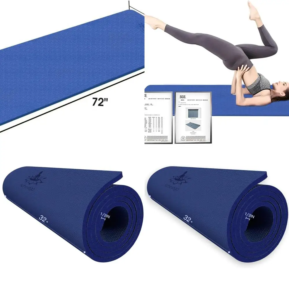 

Eco-Friendly 1/2 Thick TPE Yoga Mat, 72x32, Anti-Tear, High Density Bolster for Home, Gym, Travel, and Outdoor Use