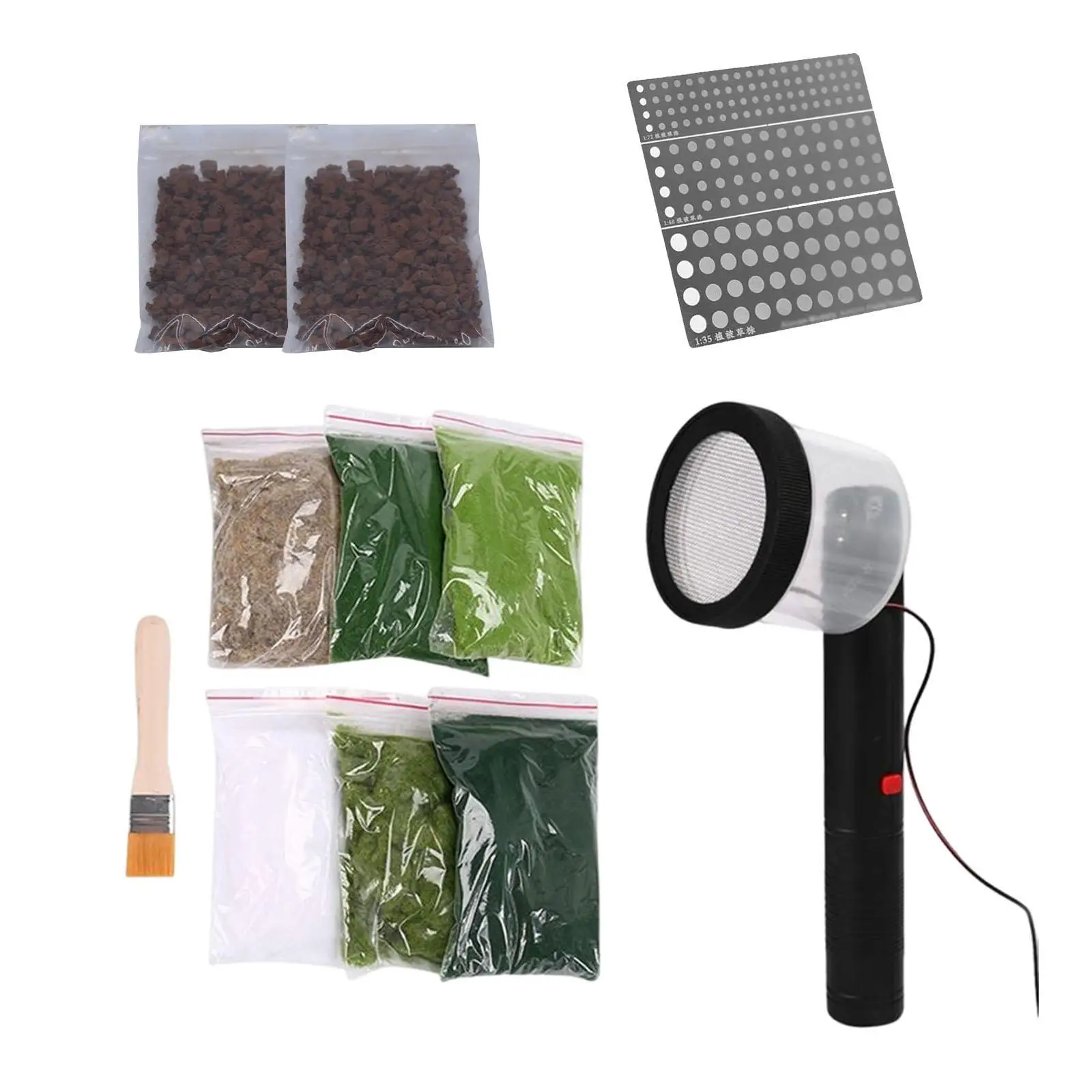 11Pcs Static Grass Applicator with 6 Bags of Nylon Grass Powder Project Accessories Electrostatic Flocking Machine Grass Planter