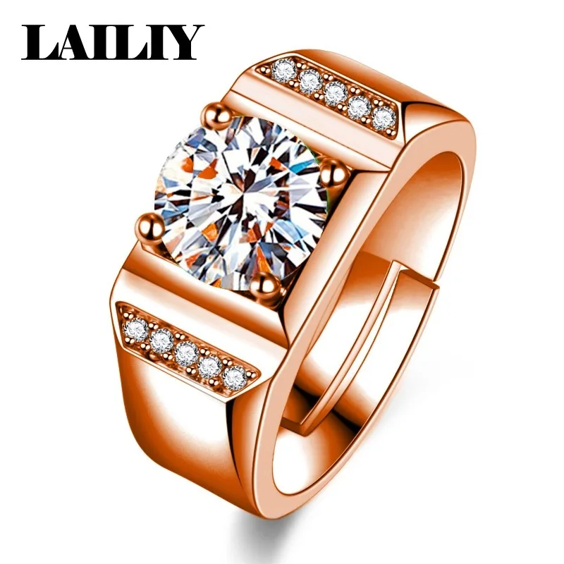 LAILIY925 Sterling Silver 18K Gold Wedding Gift Business Style Powerful and Noble Adjustable Ring For Men Fashion Jewelry