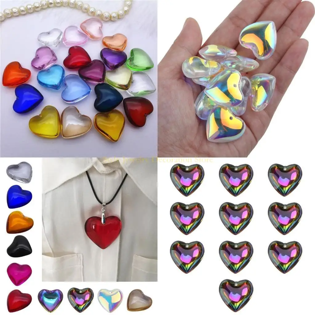 

D46E 10pcs Heart Glass Rock Bracelet Bracelet Bracelet Countale Diy Dewelry
