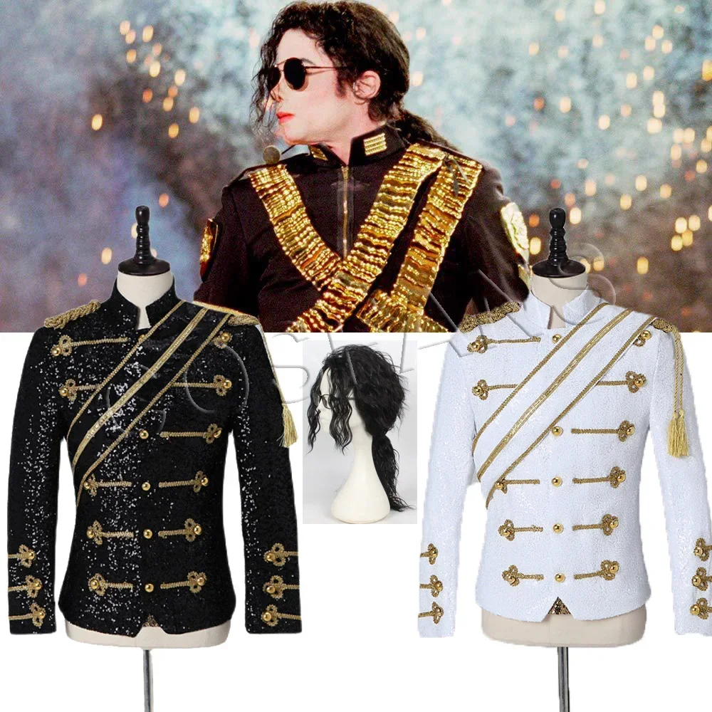 

New Michael men clothing fashion slim MJ Michael Jackson coat dance Sequins suit jacket stage singer costumes coaplay costume