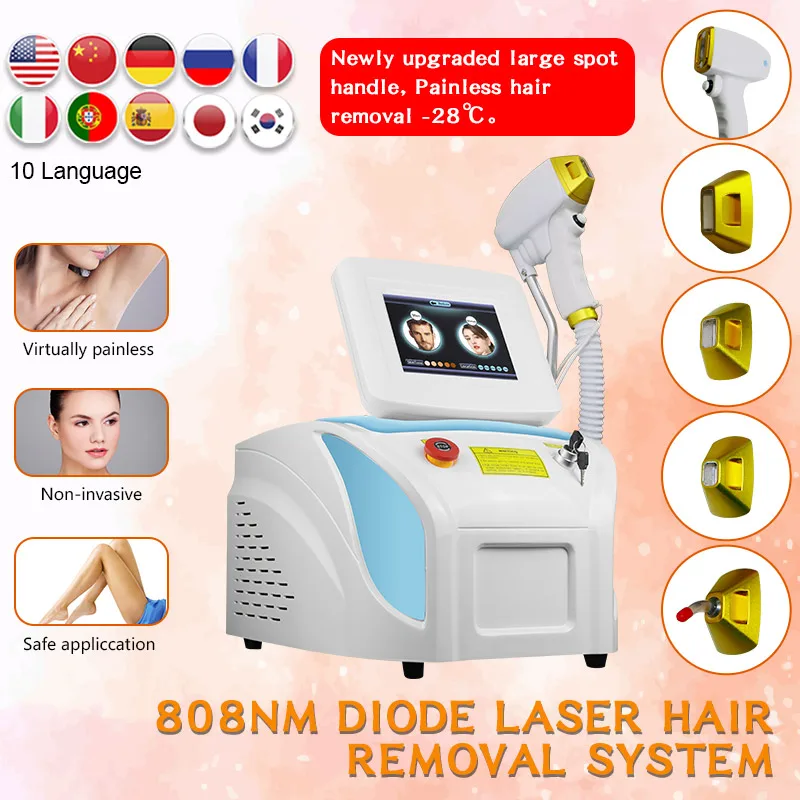 Diode Laser 755 808 1064nm Multi Wavelengths Hair Removal Machine Cooling Head Painless Laser Epilator Face Body Hair Removal