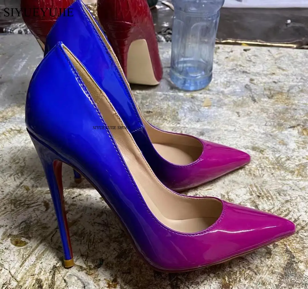 Scarpe classiche con tacco alto in pelle verniciata nera décolleté donna 12cm Tacones scarpe a punta tacchi a spillo Talon Femme scarpe da sposa Sexy