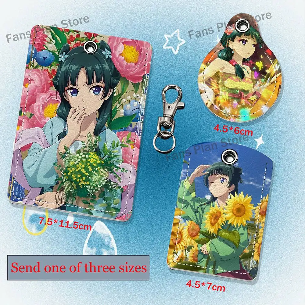 Anime A-Apothecary M-Maomao Leather Card Holder Keychain Key Ring Door Lock Access Tag ID Access Card Air Tag Case Keychain Card