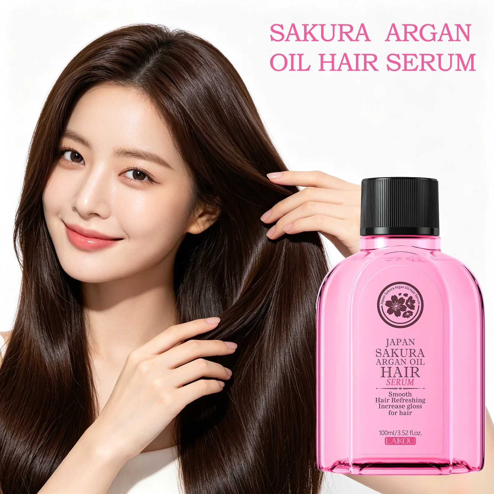 LAIKOU Japan Sakura Argan Hair Serum Oil Daily Hair Care for Smooth Shiny Healthy Hair All Hair Types 100ml