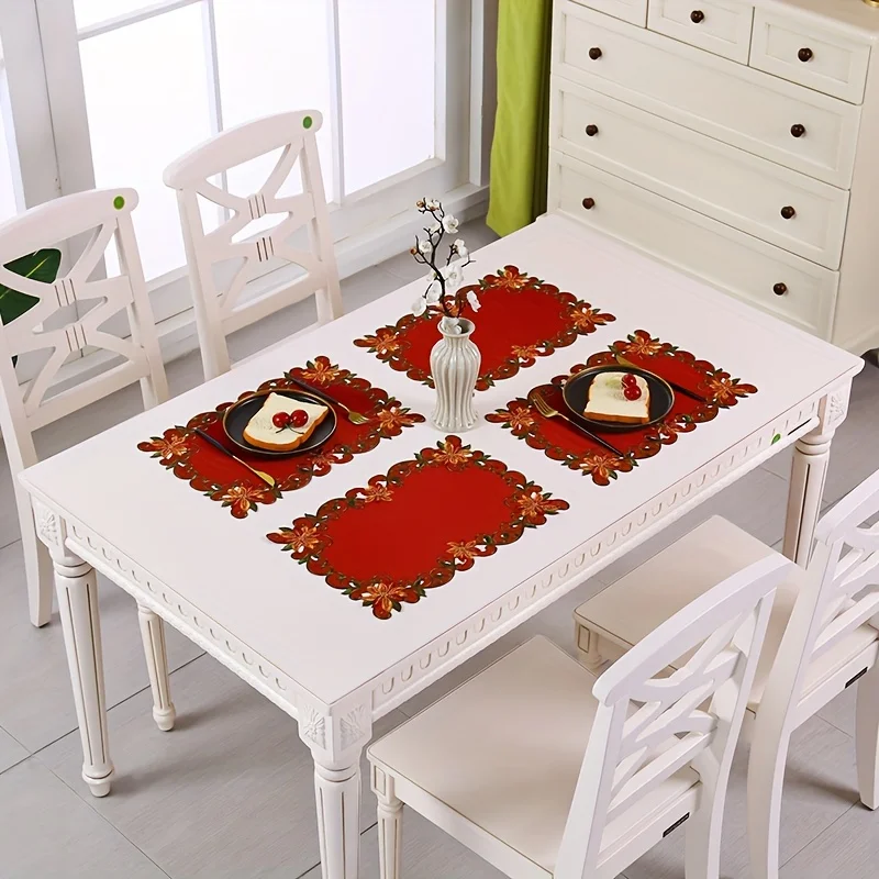 28x43CM/38x176CM Embroidered Christmas Printed Tablecloths Party Picnic Retro Style Table Decoration Supplie Runners Linens