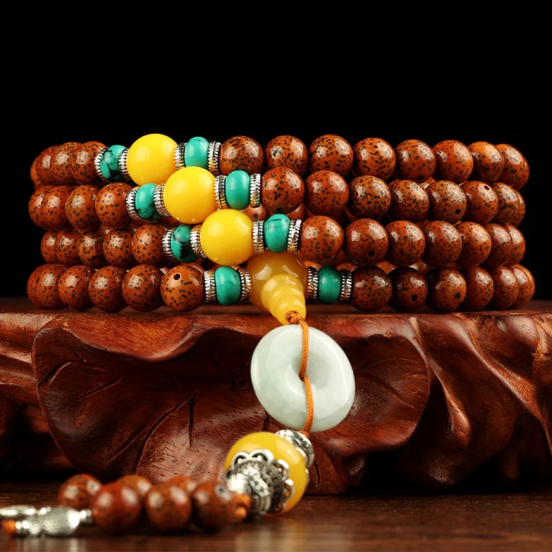 Old Xingyue Bodhi108Beads Multi-Circle Collectables-Autograph Bracelet Tibetan Ethnic Style Jewelry Bracelet Natural Bodhi