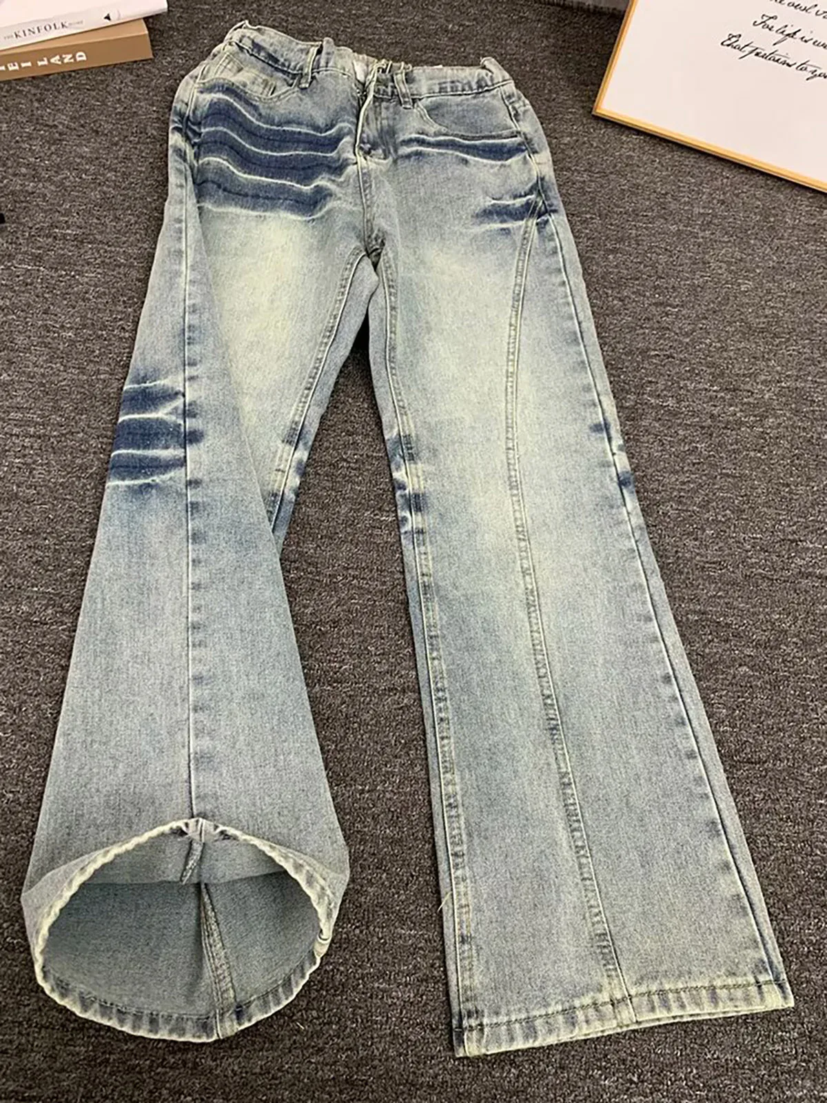 

American Vibe Sle Men's Fce Lined Jeans Knife Bootcut Straight Leg Long Trousers for Teenagers Casual Daily Wear