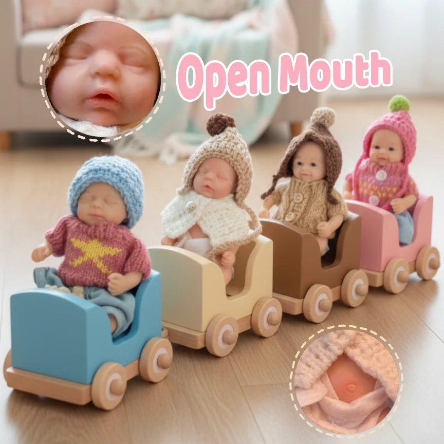 

4 Styles 15cm Washable Mini Solid Silicone Bebe Reborn Girl Doll WIth Painted Skin Soft Touch Lifelike Cute Reborn Dolls