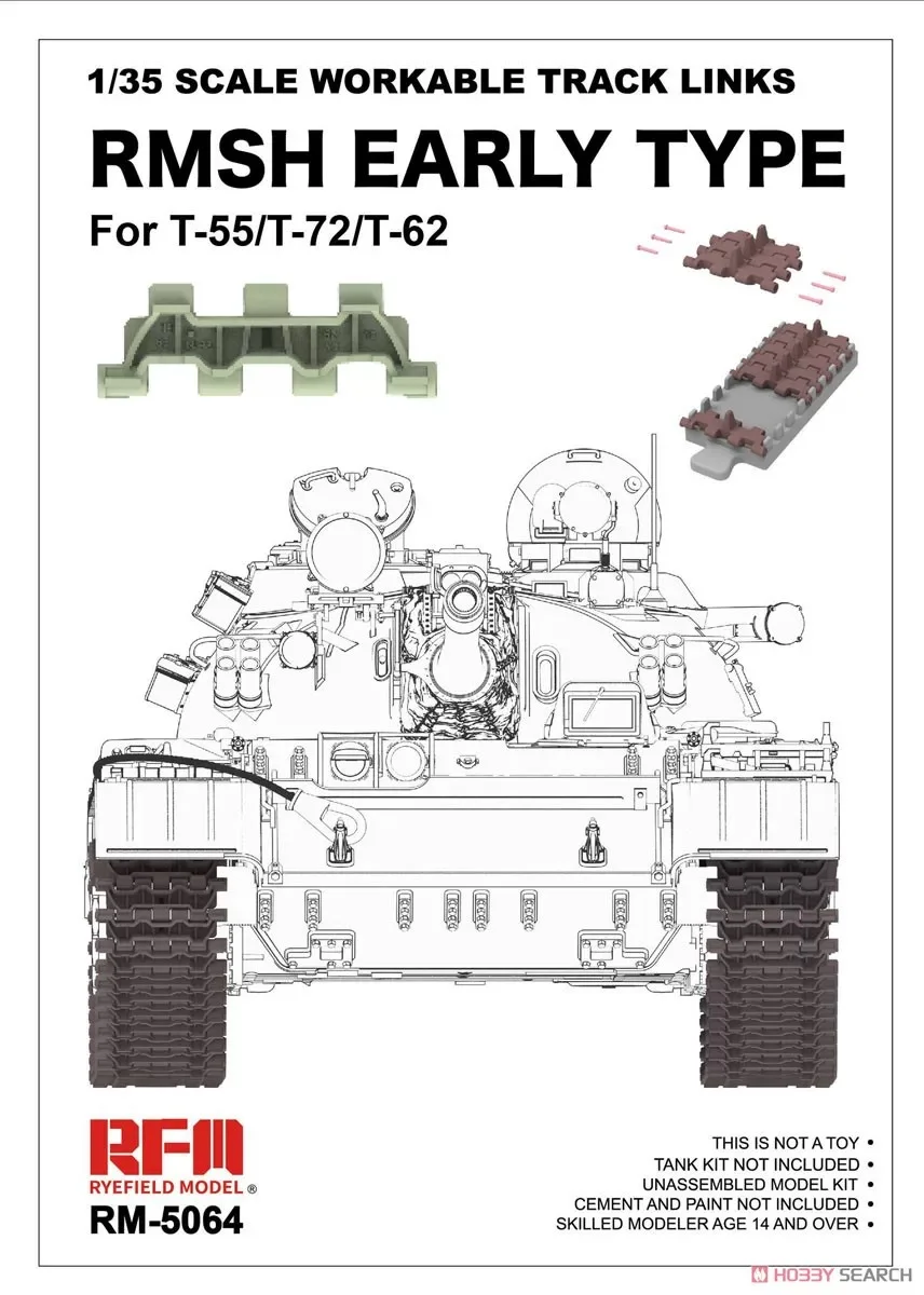 Rye Field 5064 1:35 Scale RMsh Early Type Workable Track Links for T-55 T-72 T-62  Plastic Assembly Model Building Kit