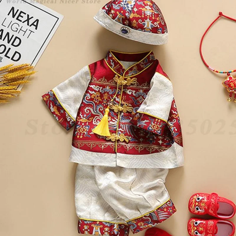 

Новый китайский костюм Тан, весенний фестиваль, новогодняя одежда, костюм Тан для маленьких детей, традиционный китайский наряд на сто дней, один год