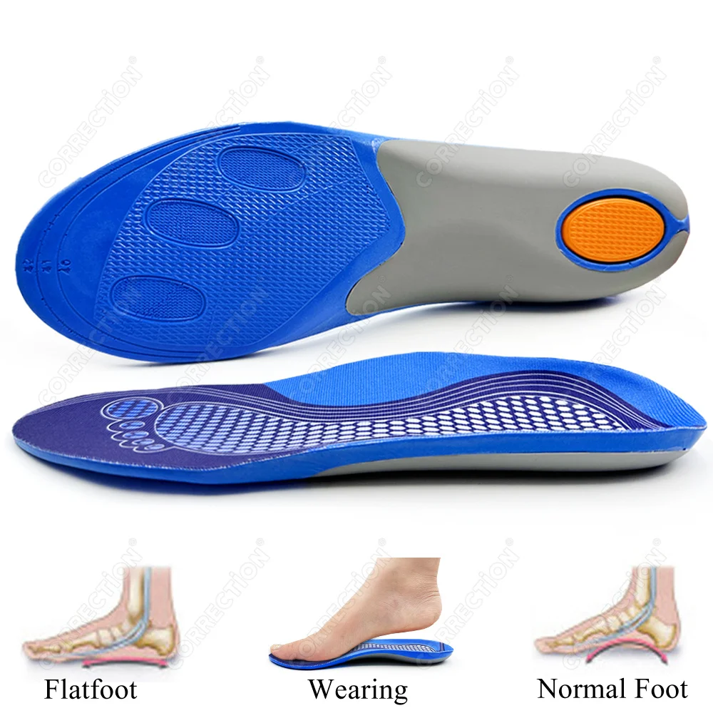 CORRECTION Sport Insoles for Shoes EVA Sole arch support Flatfoot Shock Absorption Cushion Running Orthopedic Care Insole Unisex