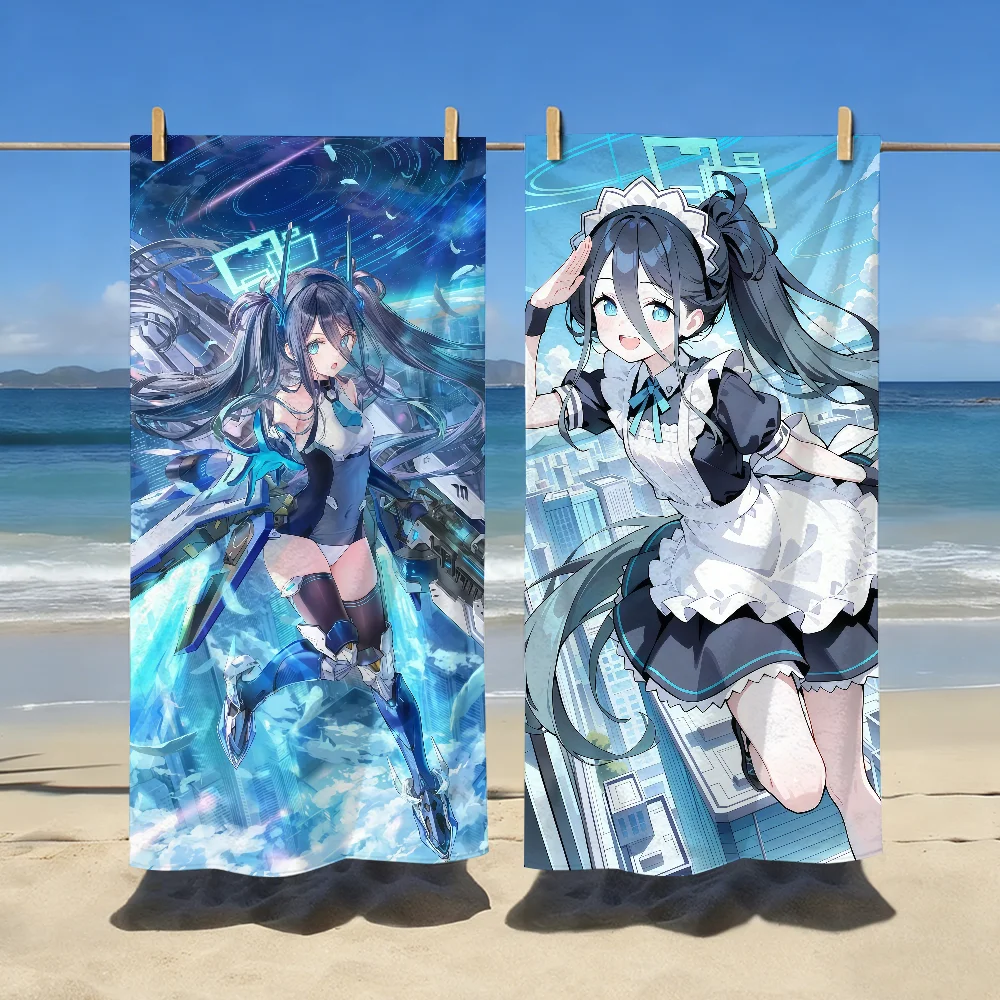 Game Aris Tendou Alice B-Blue A-Archive Towel Sports Quick Dry Travel Camping Gear Sandproof Soft Light Large Beach Towel