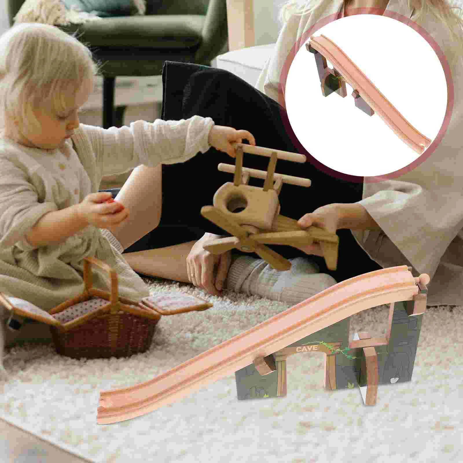 Train Track Accessories Kid Wooden Bridge Toy Kids Puzzle Plaything Parts Railway Child