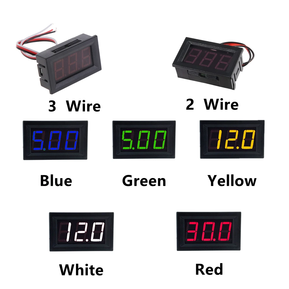 0.56 Inch DC LED Digital Voltmeter 4.5V-30V Voltage 3 Wires Digital Ammeter Voltmeter Volt Panel Tester Meter For Motorcycle Car