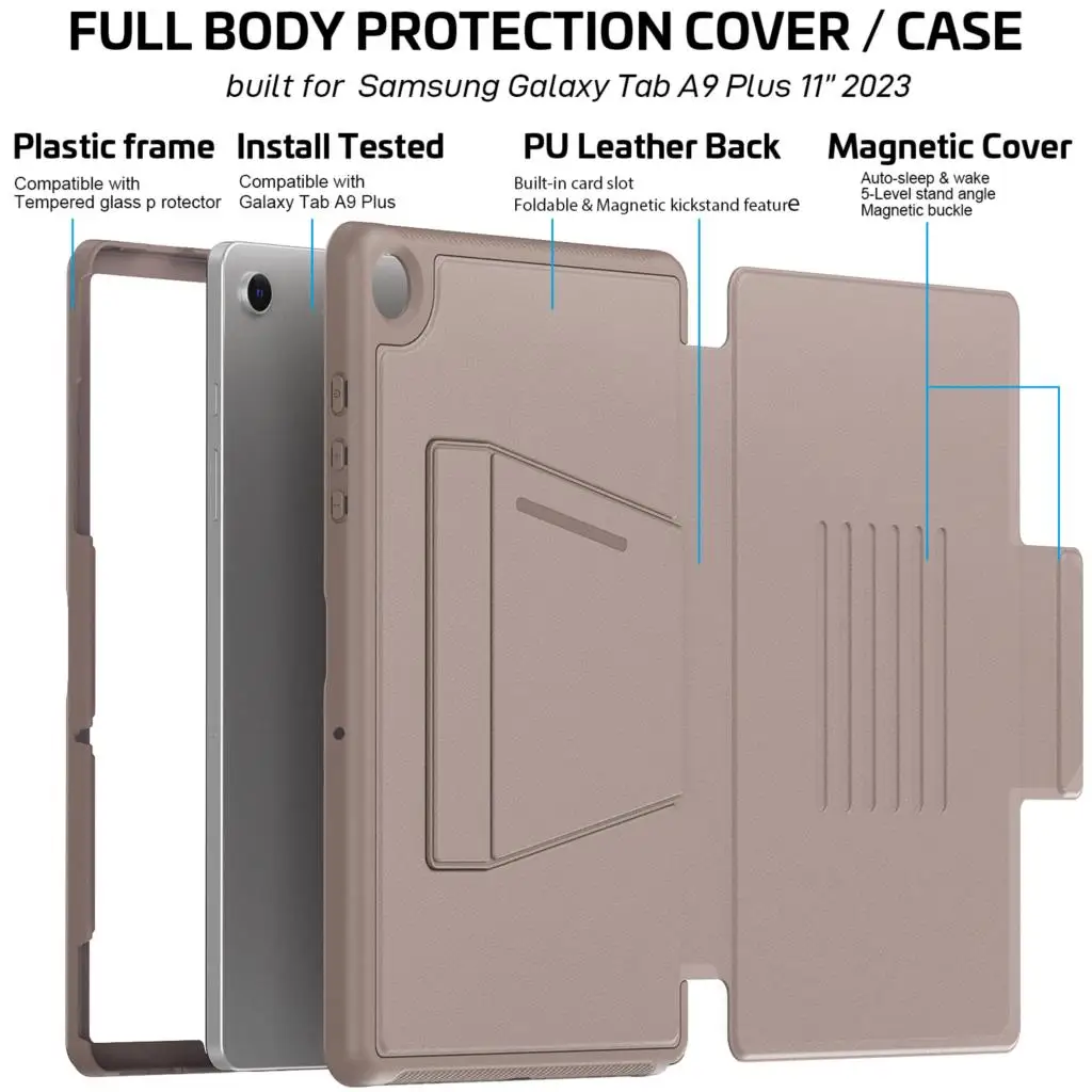 Imagem -03 - Estojo Magnético Inteligente para Samsung Galaxy Tab Capa de Couro pu a9 Plus Sm-x210 X216b a9 Sm-x110 X115 a8 Sm-x200 X205 Luxo