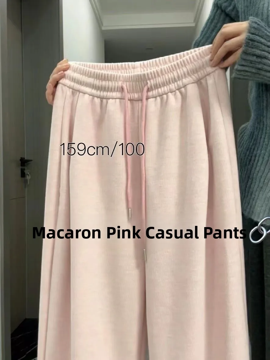 High Waist Wide Leg Pants Casual Trousers Straight Cut Cuffed Long Trousers Slimming Effect New 2025 Floor Length