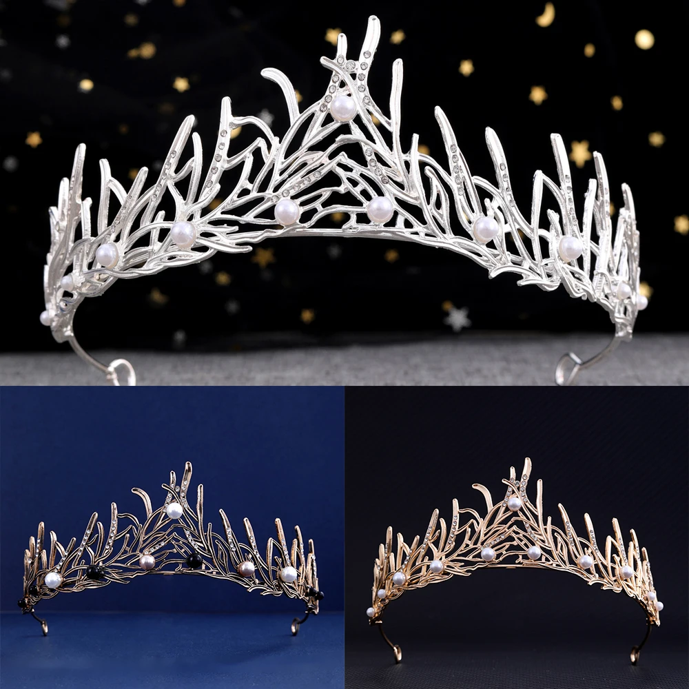 Fashion Rhinestone Wedding Hair Accessories Geometric Bridal Tiaras Baroque Crown Crystal Pageant Prom Diadem Bride Headbands