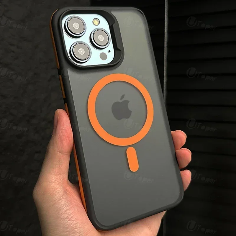 

Magnetic Two-Tone Case for iPhone 17 Frosted Translucent Shockproof Hard Cover with Magsafe