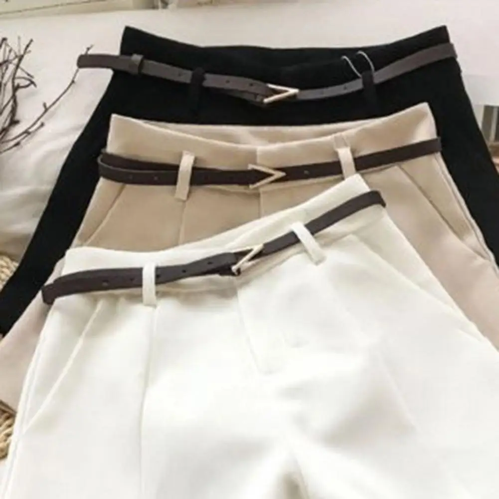 Women Casual Shorts Stylish Women's Suit Shorts with Belt Pockets for Workwear Casual Commuting Style Wide Leg Design in Solid