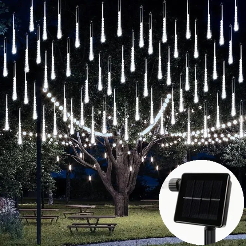 

Solar Meteor Rain LED Lights 8Tube String Lights Wedding Garden Holiday Christmas Street Outdoor Tree Decoration Beautiful Light