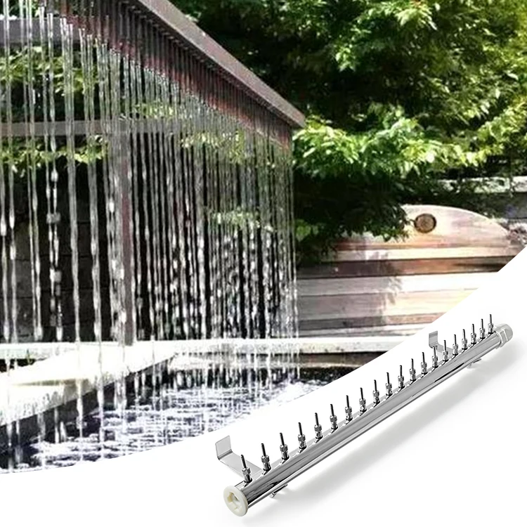 Custom stainless steel brushed water curtain wall rectangular flowing water curtain partition courtyard waterfall fountain
