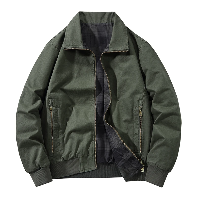 

Men's Casual Cotton Jaet Spring Autumn Outdoor Double-sided Wear Loose Fit Breathable Large Size Workwear Casual Top