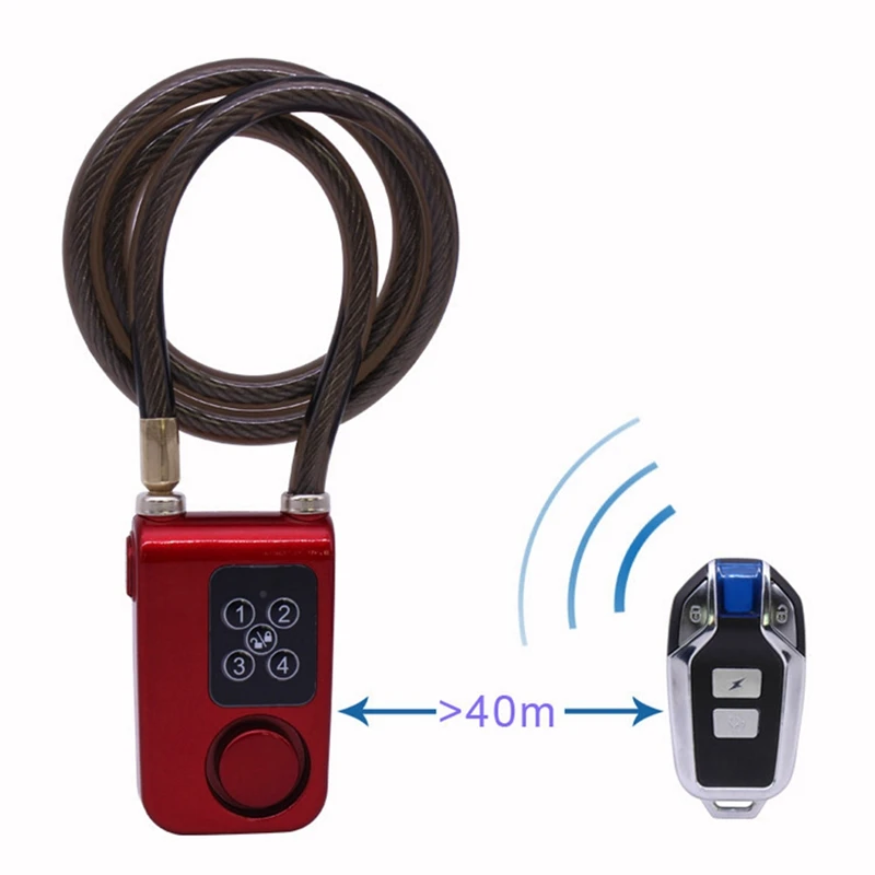 Cycling Security Lock Anti-Theft Vibration Alarm Lock Electric Motorcycle Code Chain Lock Blue