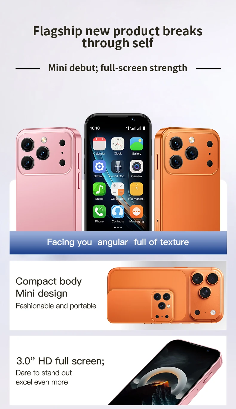 2026 SERVO 3G Super Mini Smartphone Android 9.0 OS 2GB+16GB WiFi Hotspot Play Store Face ID 3.0" Pocket Smart Phone 2SIM Standby