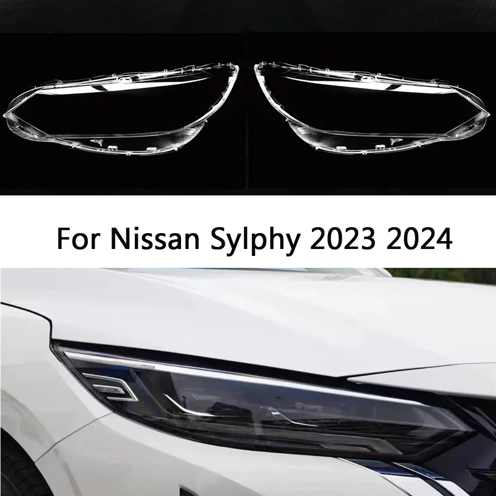 

HTTCY For Nissan Sylphy 2023 2024 front Car Headlight Cover Lens Shell Lampcover Lampshade Headlamp Light mask