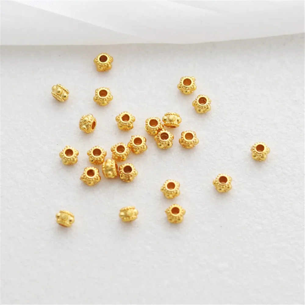 

UFO Threaded Flower Bead Bracelet String, 18K Matte Gold, 4x3mm, Partition Bead Accessories, DIY Loose Bead Accessories