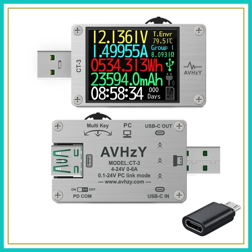

USB Power Meter Tester DC 26V 6A PD QC Trigger Digital Multimeter Voltage Current Detector
