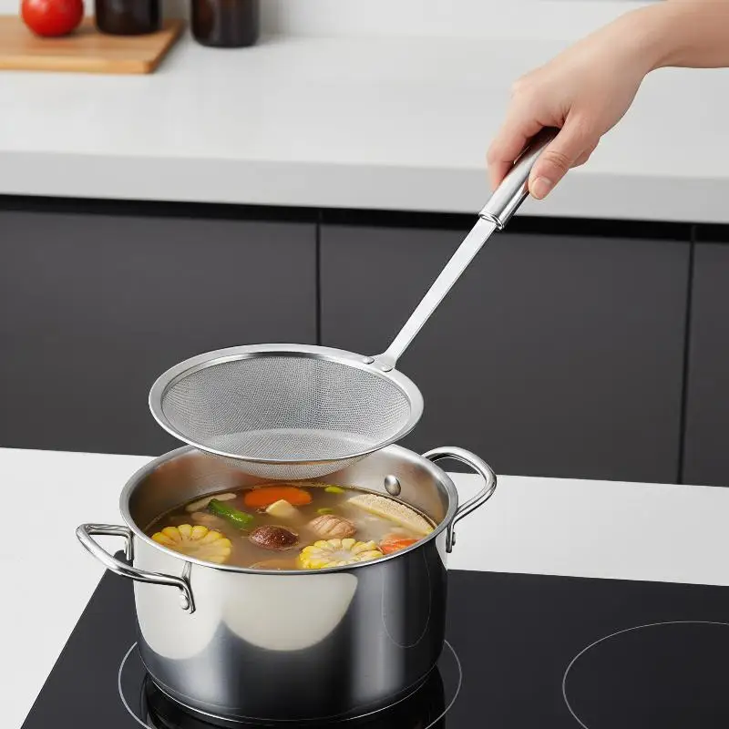 

Premium Stainless Steel Skimmer Ladle Fine Mesh Strainer with Sturdy Handle for Chefs