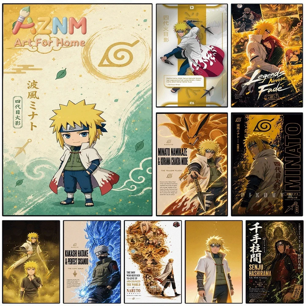 Anime Naruto Canvas Wall Art Minato Namikaze Chibi Vintage Style Poster Unframed Canvas Painting Bedroom Living Room Home Wall