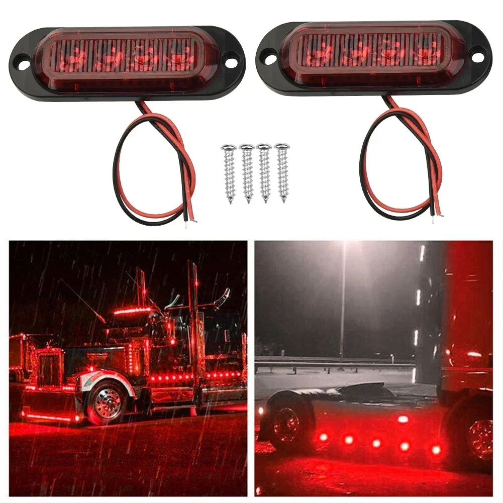 2 Stuks Vrachtwagenaanhangwagen Zijmarkeringsindicatoren Licht Auto Signaalopruiming Vrachtwagen Aanhanger Rv Led Licht Lamp Rood Waterdicht 12/24V