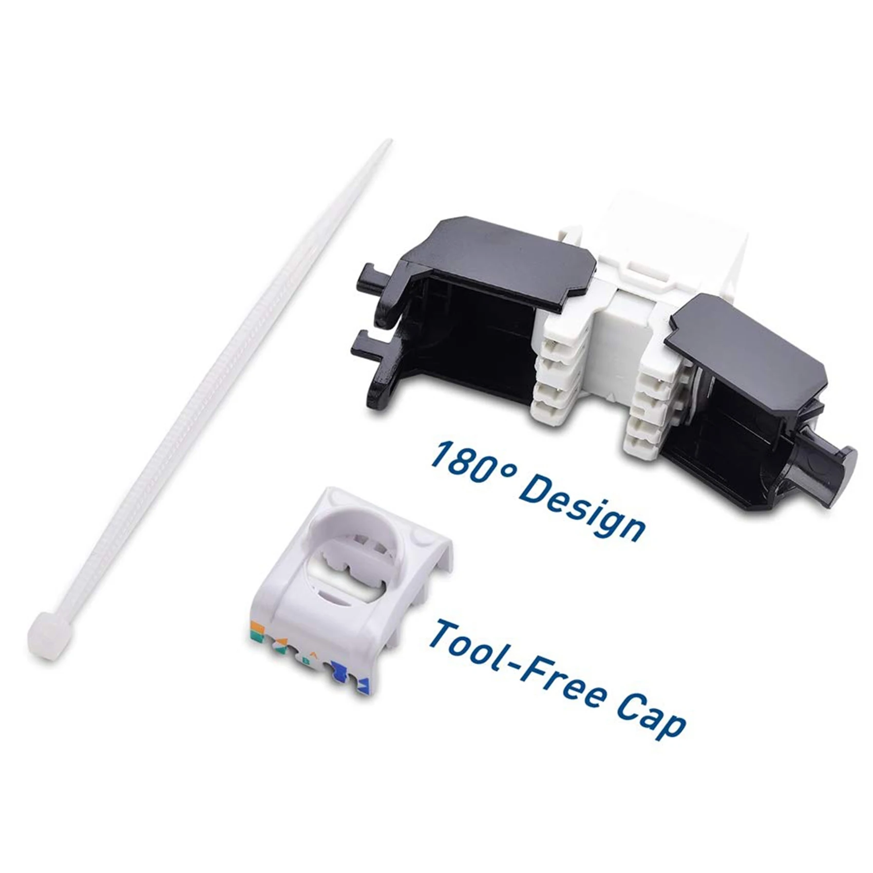 10-Pack Cat6A RJ45 Jack - Cat6 Compatible -180 องศา Toolless -Ethernet Wall Jack - Cat6A Network Coupler