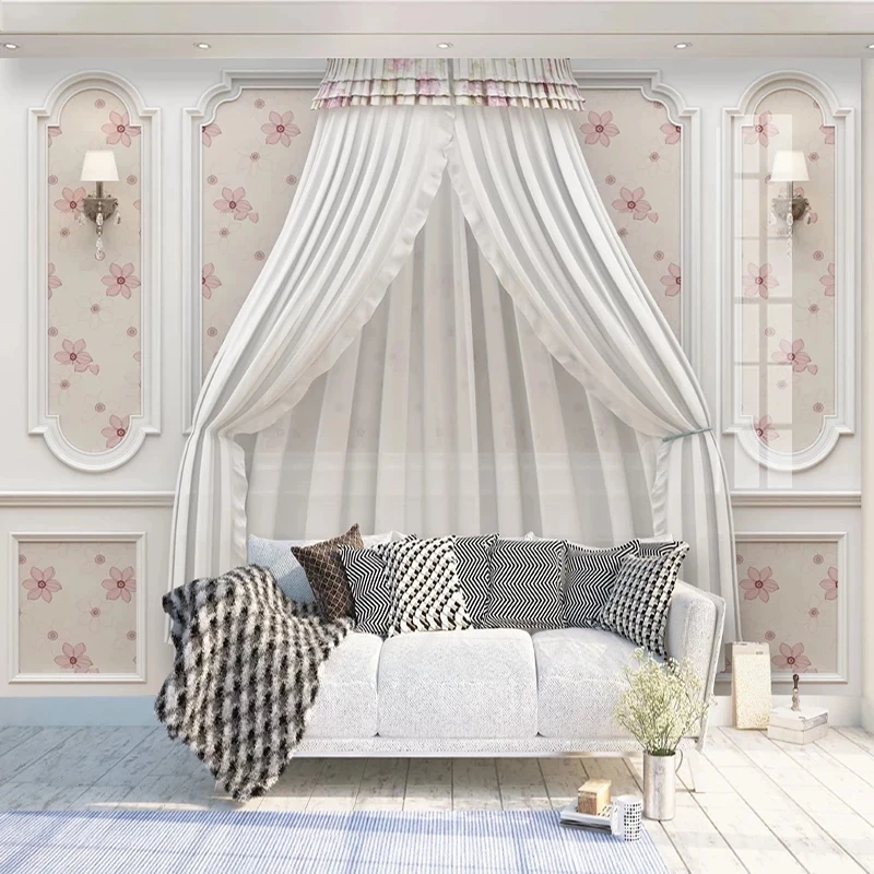 Custom Wallpaper Light Luxury Beautiful wedding Room White Flower 3D Mural curtain Living room TV background bedroom restaurant