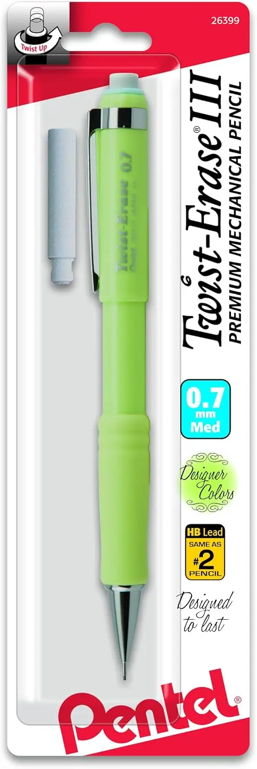 

Automatic Pencil with Twist-Up Eraser, 0.7mm Medium Line, Assorted Fashion Colors for Comfortable Writing