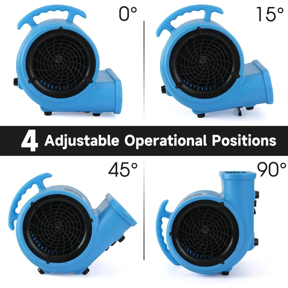 Ventilateur de séchage de tapis répertorié ETL 1/2HP, moteur de ventilateur d'air 2200CFM pour le séchage à la maison, ventilateur de sol Portable à cordon Long de 15 pieds