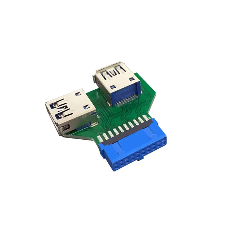 Adaptador de placa base hembra USB 3,0, enchufe de 19/20 pines a divisor Dual USB 3.0A, antiinterferencias para transferencia de datos estable
