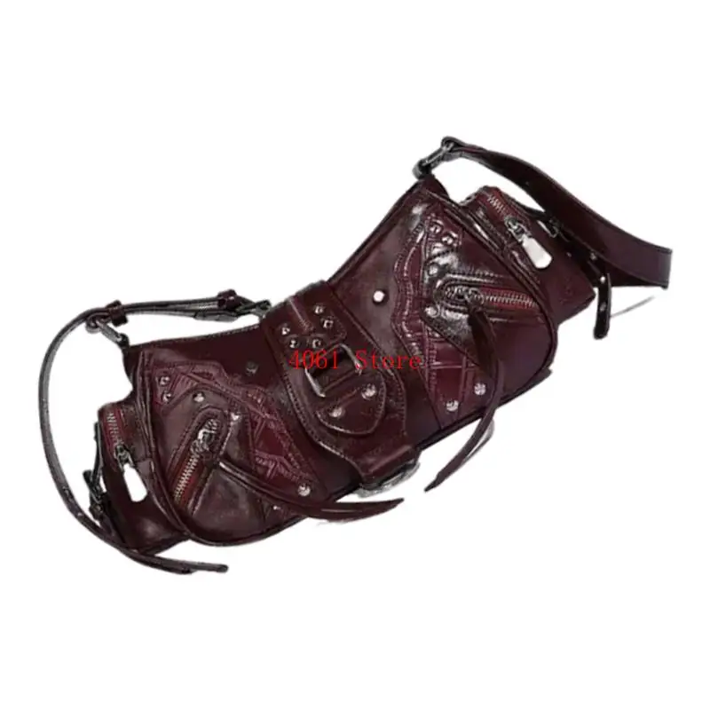 

Сумка из искусственной кожи с заклепками в стиле панк для женщин, вечерняя сумочка, модные сумки на плечо, простая организация и