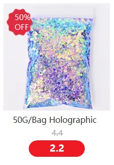 50 g/Beutel, holografischer, klobiger Glitzer, Prinzessinnen-Serie, goldfarbener, kosmetischer Bastel-Glitzer für Epoxidharz-Nagel-Pailletten, schillernde Flocken – Detail 30